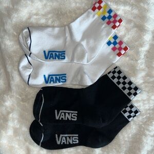 VANS 2 pair Rainbow Checkered & Black White Checkered Ankle Socks